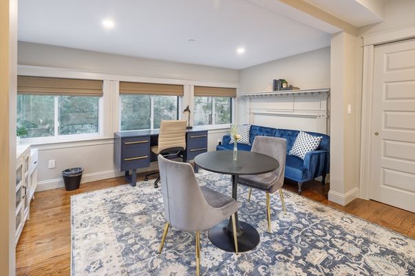 Home Office, Interior, Recessed Lighting, Wood Texture Flooring
