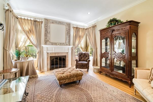 Fireplace, Interior, Recessed Lighting, Wood Texture Flooring