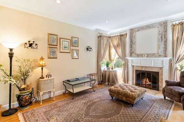 Fireplace, Interior, Recessed Lighting, Wood Texture Flooring