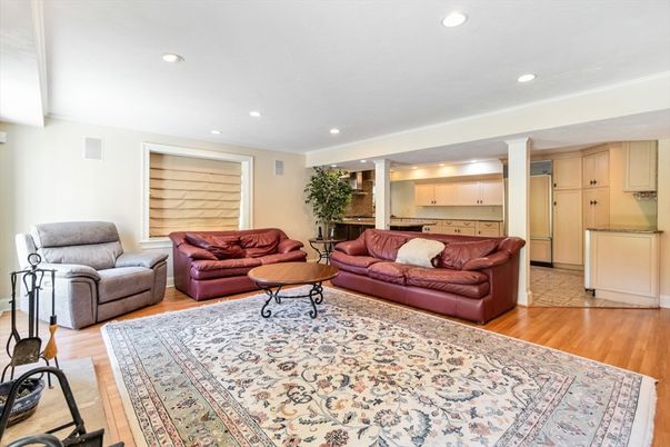 Interior, Kitchen, Living room, Recessed Lighting, Wood Texture Flooring