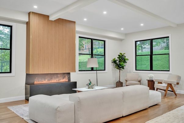 Interior, Living room, Recessed Lighting, Wood Texture Flooring
