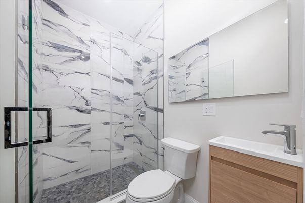 Bathroom, Glass Shower, Interior, Marble Walls