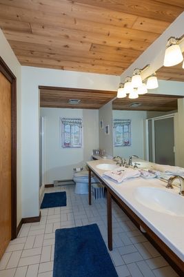 Bathroom, Dual Sink Vanities, Interior, Wooden Ceilings