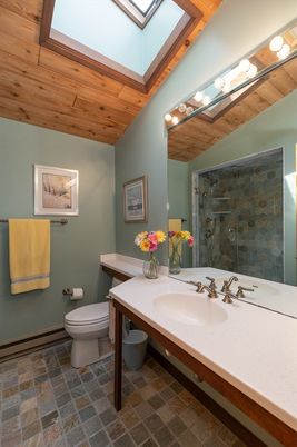 Bathroom, Glass Shower, Interior, Wooden Ceilings