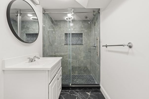 Bathroom, Glass Shower, Interior, Marble