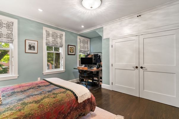 Bedroom, Home Office, Interior, Recessed Lighting, Wood Texture Flooring