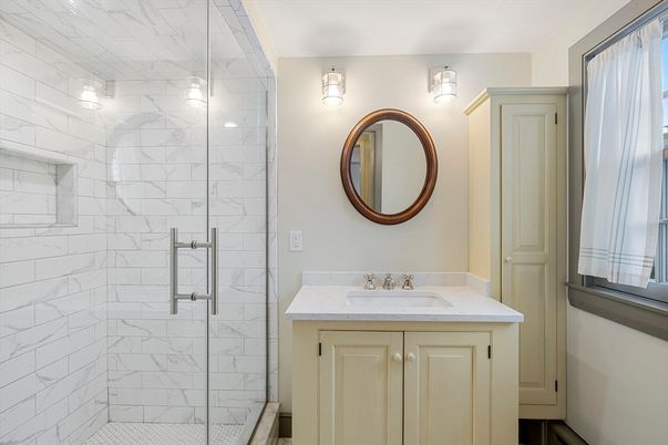 Bathroom, Glass Shower, Interior, Marble Walls