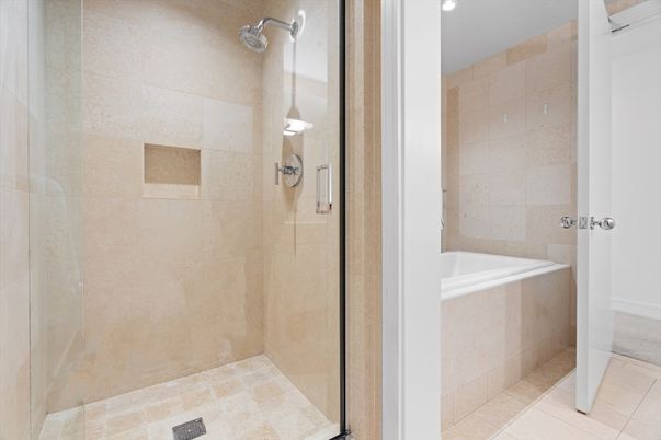 Bathroom, Glass Shower, Interior, Recessed Lighting
