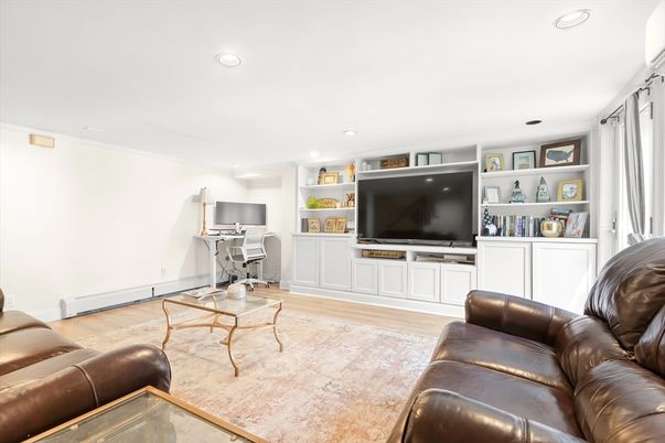Home Office, Interior, Living room, Recessed Lighting, Wood Texture Flooring