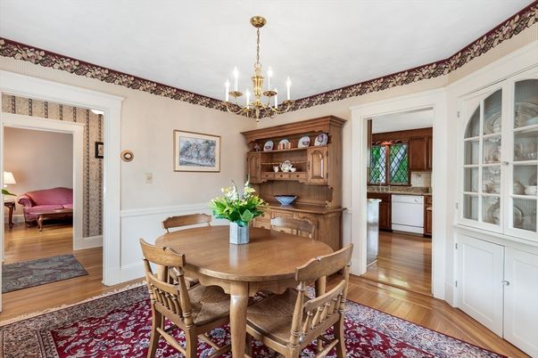Chandelier, Dining room, Interior, Wood Texture Flooring