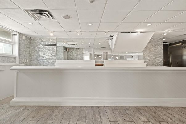 Interior, Recessed Lighting, Stone Walls, Wood Texture Flooring