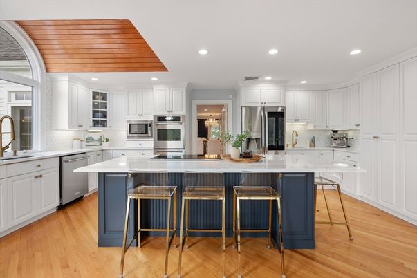 Interior, Kitchen, Recessed Lighting, Stainless Steel Appliances, Wooden Ceilings, Wood Texture Flooring