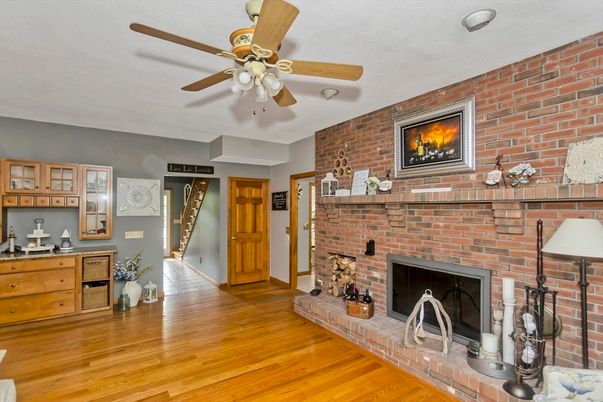 Fireplace, Interior, Stone Walls, Wood Texture Flooring
