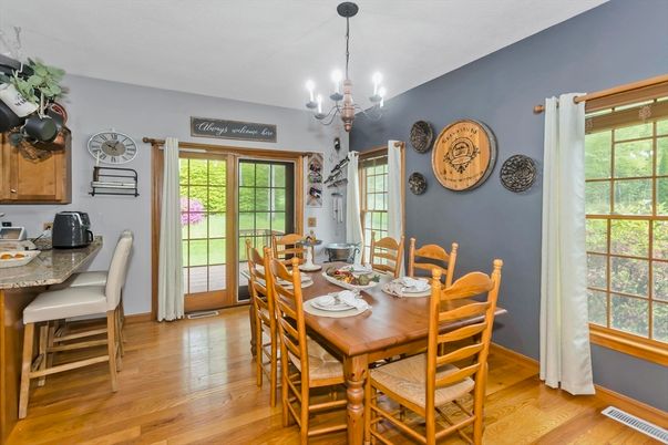 Chandelier, Dining room, Interior, Wood Texture Flooring