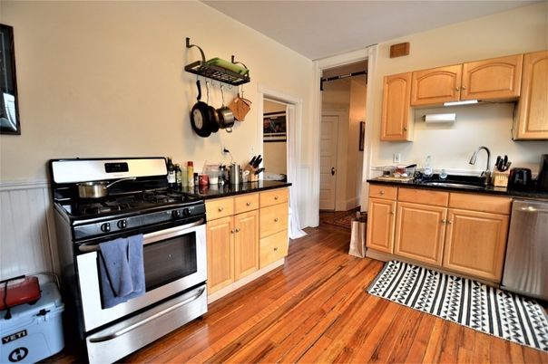 Interior, Kitchen, Stainless Steel Appliances, Wood Texture Flooring