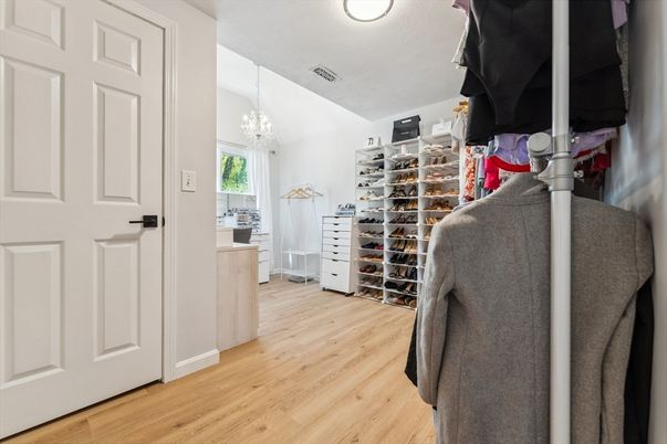 Chandelier, Interior, Walk-in Closets, Wood Texture Flooring