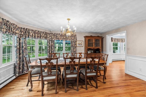 Chandelier, Dining room, Interior, Wood Texture Flooring