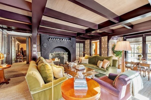 Dining room, Fireplace, Interior, Living room, Wooden Beams