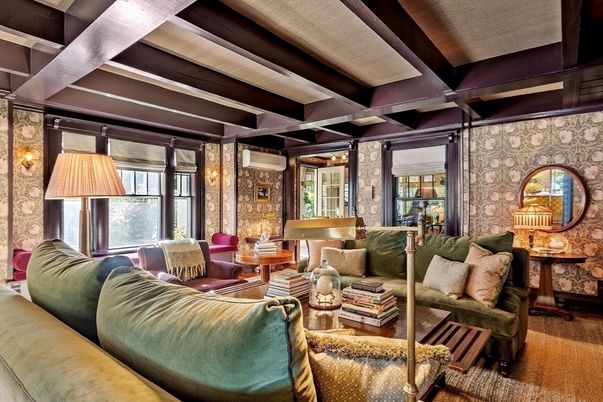 Interior, Living room, Stone Walls, Wooden Beams, Wood Texture Flooring