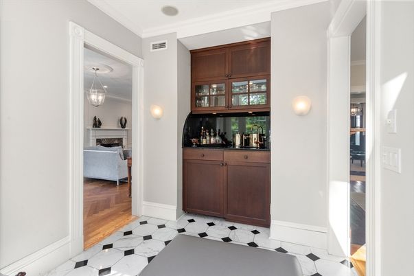 Fireplace, Interior, Pendant Lights, Wood Texture Flooring