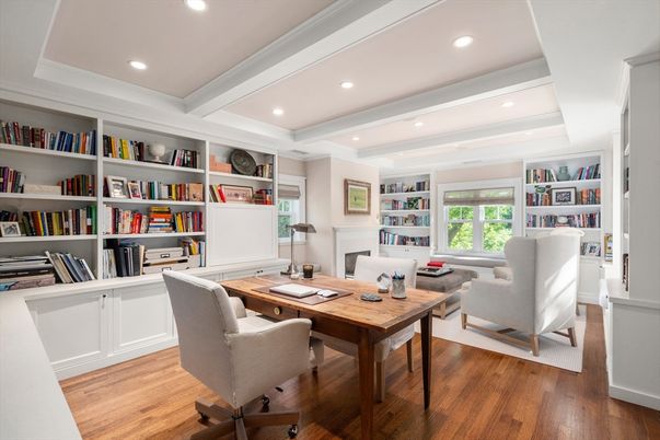 Home Office, Interior, Recessed Lighting, Wood Texture Flooring