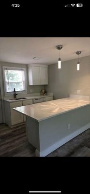Interior, Kitchen, Pendant Lights, Wood Texture Flooring