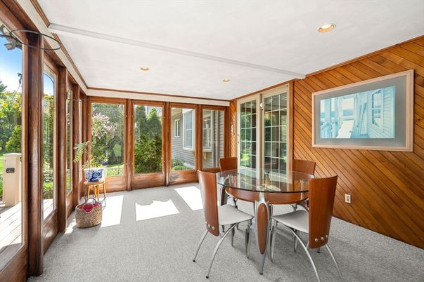 Dining room, Interior, Recessed Lighting, Wooden Walls