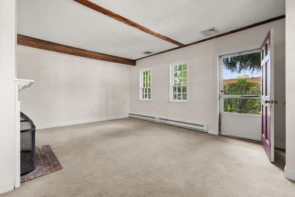 Empty room, Fireplace, Interior, Wooden Beams