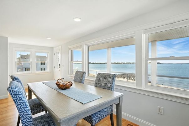 Dining room, Interior, Recessed Lighting, Water, Wood Texture Flooring