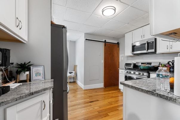 Interior, Kitchen, Stainless Steel Appliances, Wood Texture Flooring