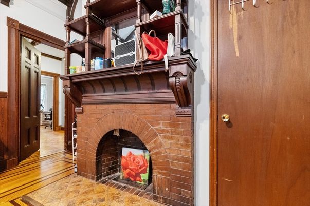 Fireplace, Interior, Wood Texture Flooring
