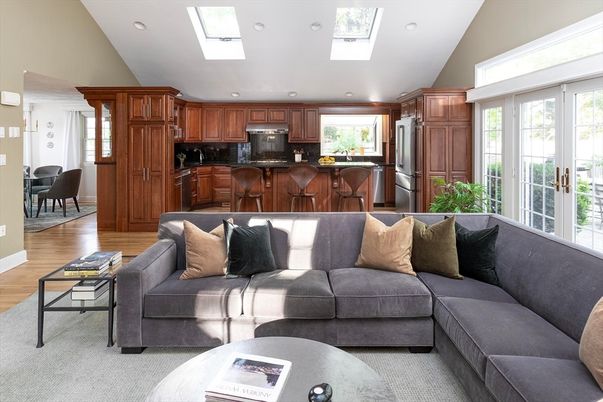 Interior, Kitchen, Living room, Recessed Lighting, Stainless Steel Appliances, Wood Texture Flooring