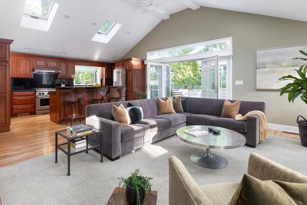 Interior, Kitchen, Living room, Recessed Lighting, Stainless Steel Appliances, Wood Texture Flooring