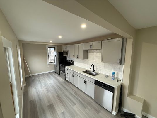 Interior, Kitchen, Recessed Lighting, Wood Texture Flooring