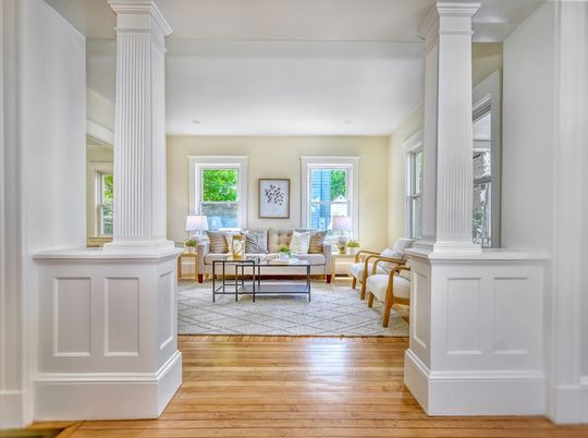 Interior, Living room, Recessed Lighting, Wood Texture Flooring