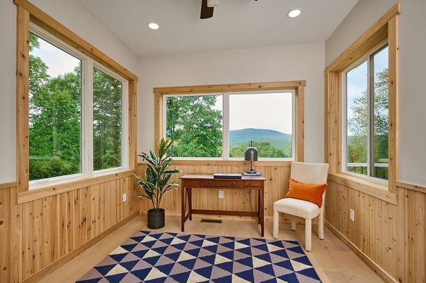 Home Office, Interior, Recessed Lighting, Wood Texture Flooring