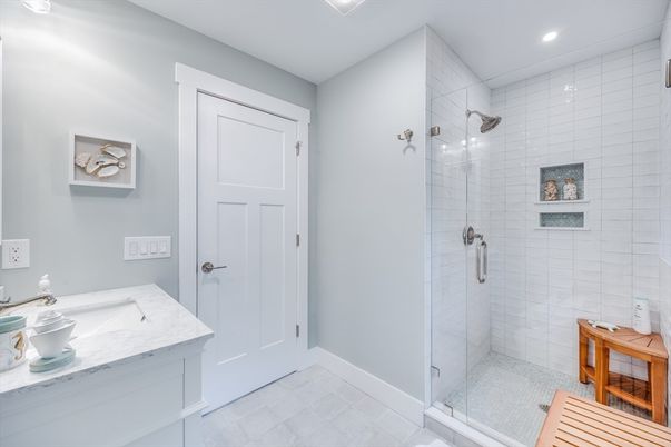 Bathroom, Glass Shower, Interior, Recessed Lighting