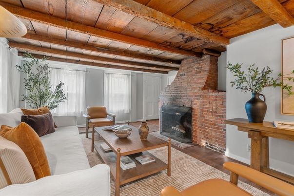 Fireplace, Interior, Living room, Stone Walls, Wooden Beams, Wooden Ceilings, Wood Texture Flooring