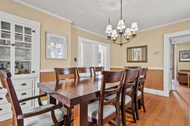 Chandelier, Dining room, Interior, Wood Texture Flooring