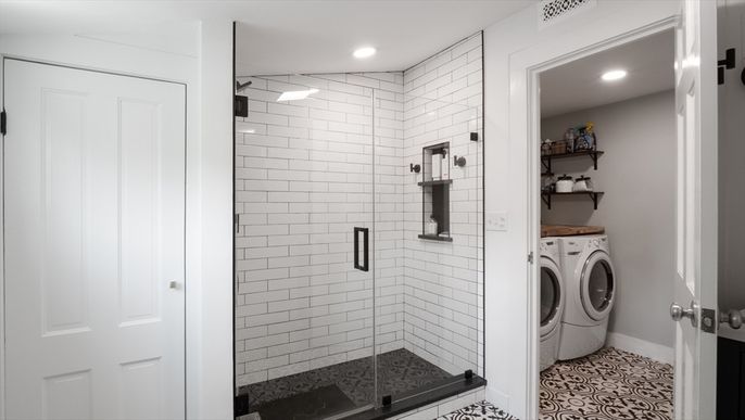 Bathroom, Interior, Recessed Lighting, Utility Closets, Washer
