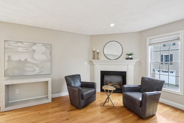 Fireplace, Interior, Recessed Lighting, Wood Texture Flooring