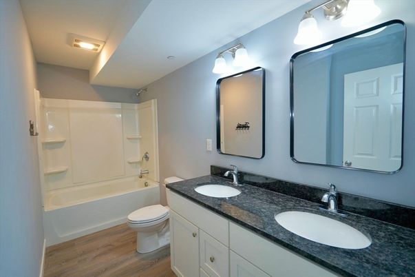 Bathroom, Dual Sink Vanities, Interior, Wood Texture Flooring