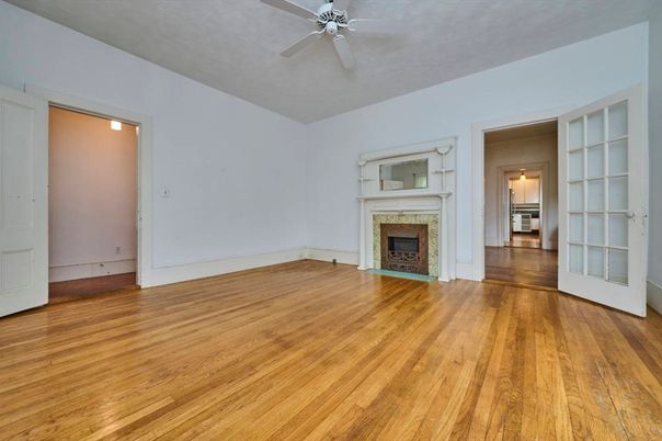 Empty room, Fireplace, Interior, Wood Texture Flooring