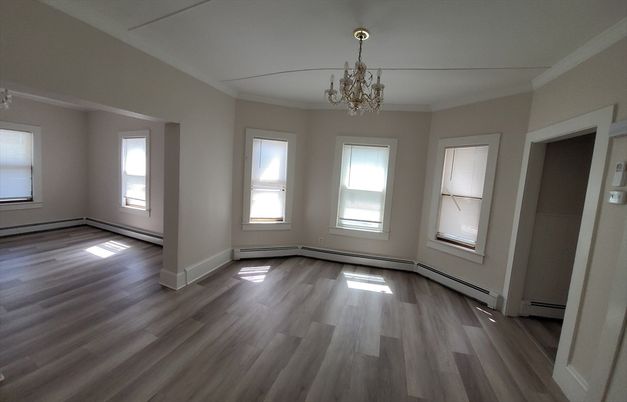 Chandelier, Empty room, Interior, Wood Texture Flooring