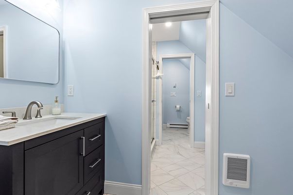 Bathroom, Interior, Marble, Recessed Lighting