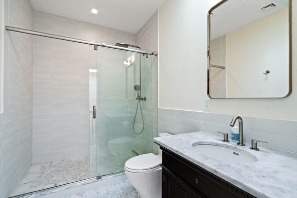Bathroom, Glass Shower, Interior, Recessed Lighting