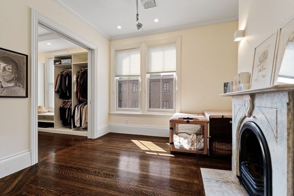 Fireplace, Interior, Recessed Lighting, Wood Texture Flooring