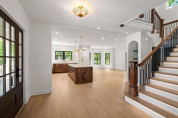 Interior, Kitchen, Pendant Lights, Recessed Lighting, Wood Texture Flooring