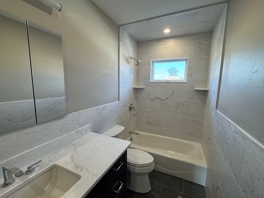 Bathroom, Interior, Marble Walls, Recessed Lighting