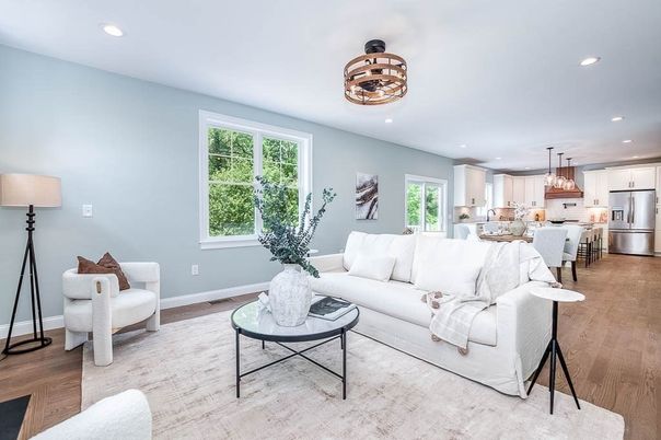 Dining room, Interior, Kitchen, Living room, Pendant Lights, Recessed Lighting, Stainless Steel Appliances, Wood Texture Flooring